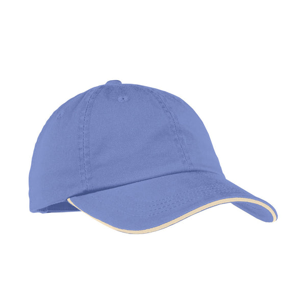 Port Authority Women’s Blue Iris/Stone Sandwich Bill Cap with Striped Closure