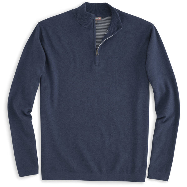 Peter Millar Men’s Midnight Salisbury Cotton Poly Plaited Quarter Zip