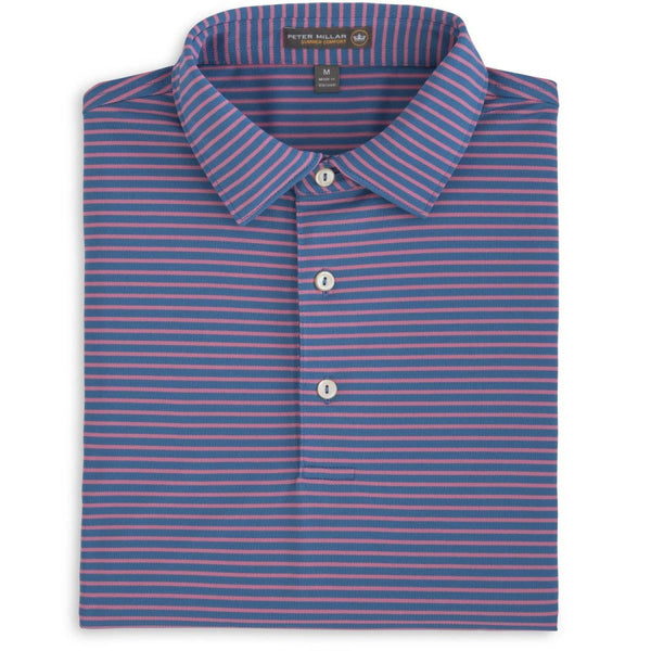 Peter Millar Men’s Mediterranean Blue Donald Stripe Stretch Mesh Polo