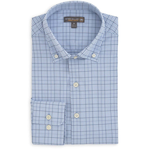 Peter Millar Men’s Cottage Blue English Performance Woven Dress Shirt