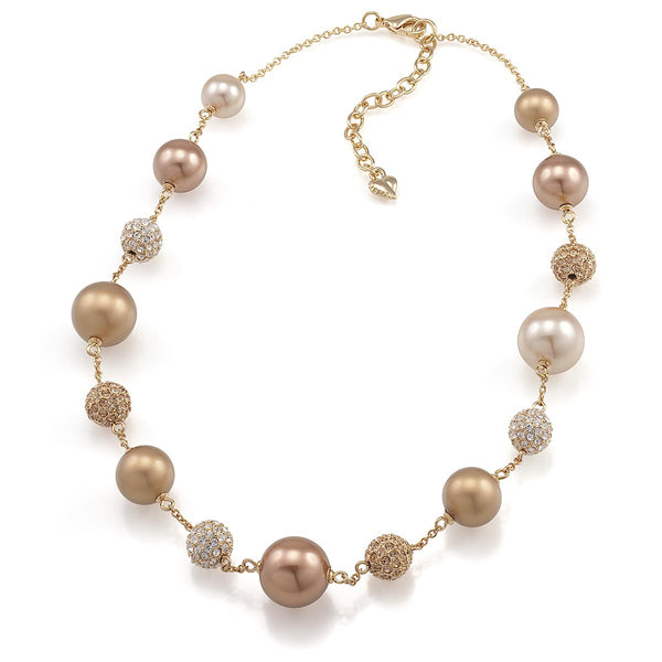 Carolee The Mia Crystal and Gold Pearl Illusion Necklace