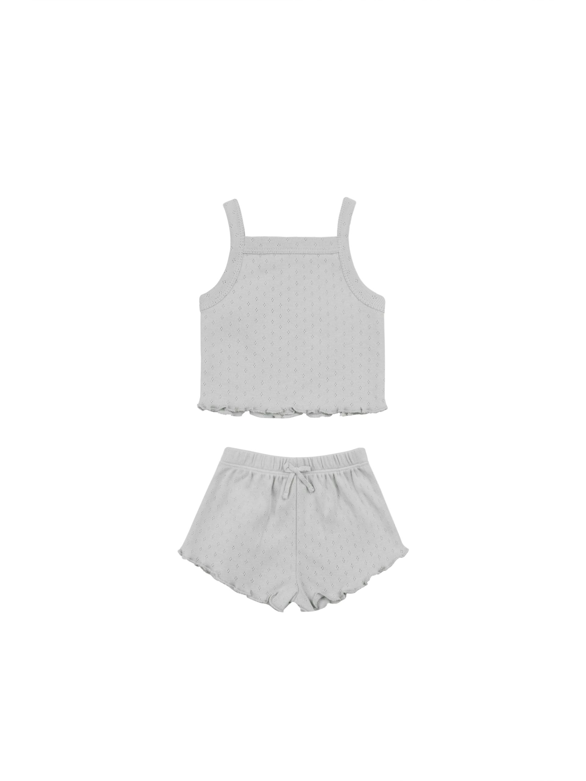 Quincy Mae – Pointelle Tank + Shortie Set – Cloud