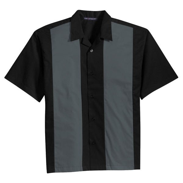 Port Authority Men’s Black/Steel Grey Retro Camp Shirt