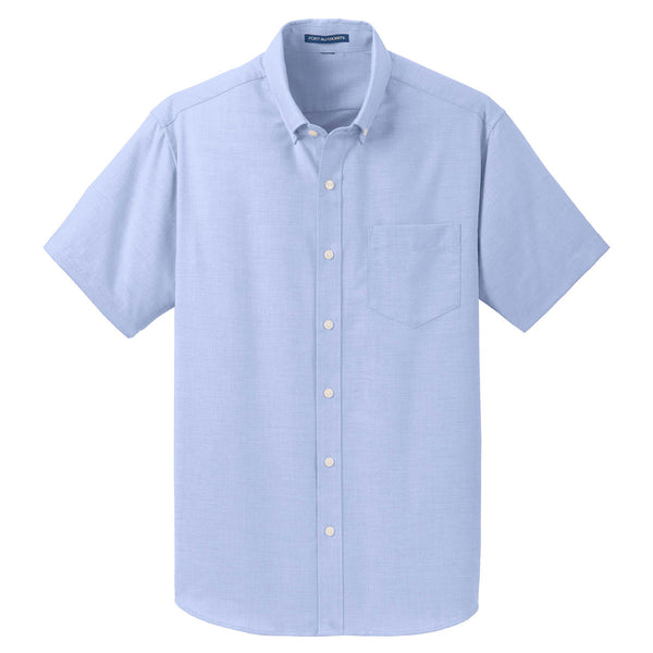 Port Authority Men’s Oxford Blue Short Sleeve SuperPro Oxford Shirt