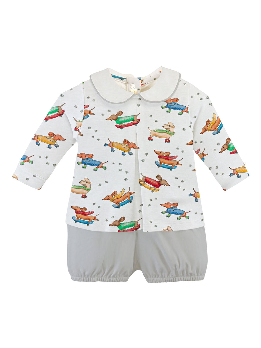 Printed Boy Bloomer Set – Skating Dogs