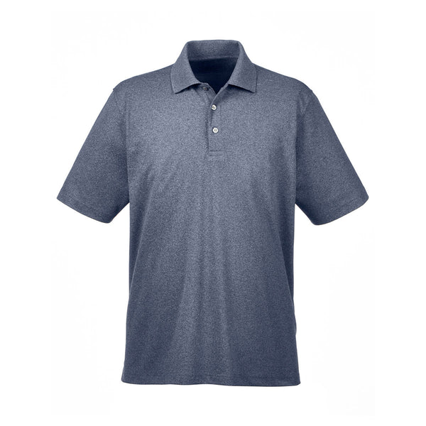 UltraClub Men’s Navy Heather Heathered Pique Polo