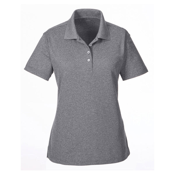 UltraClub Women's Charcoal Heather Heathered Pique Polo