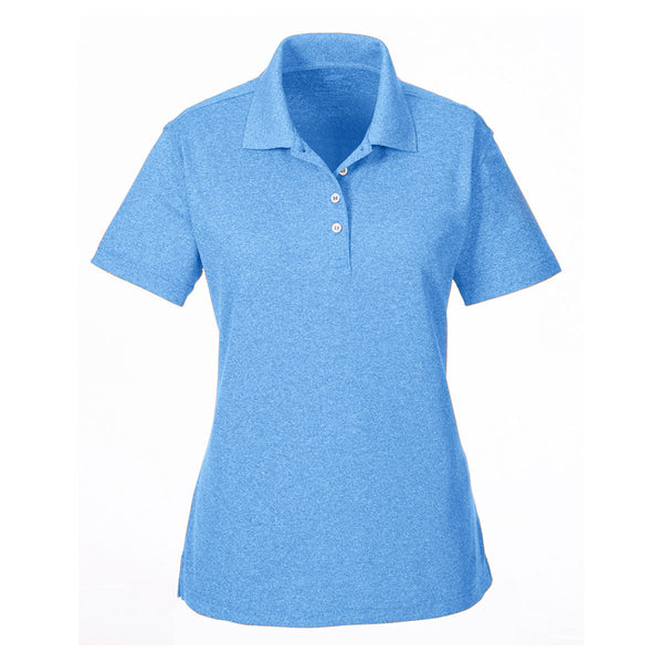 UltraClub Women’s Columbia Blue Heather Heathered Pique Polo