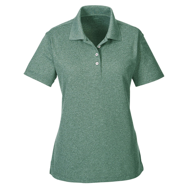 UltraClub Women's Forest Green Heather Heathered Pique Polo