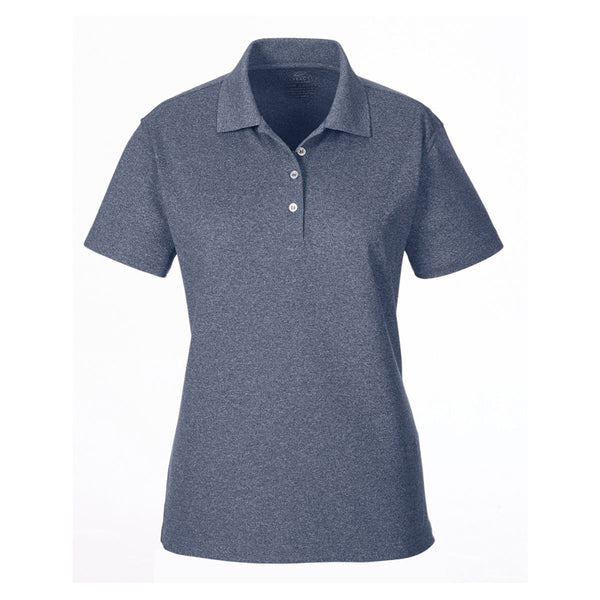 UltraClub Women’s Navy Heather Heathered Pique Polo