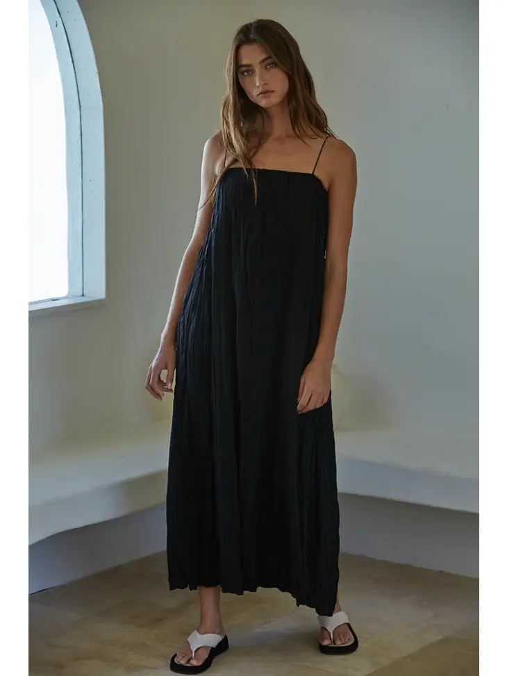 Tube Neck Spaghetti Strap Maxi Dress – Black