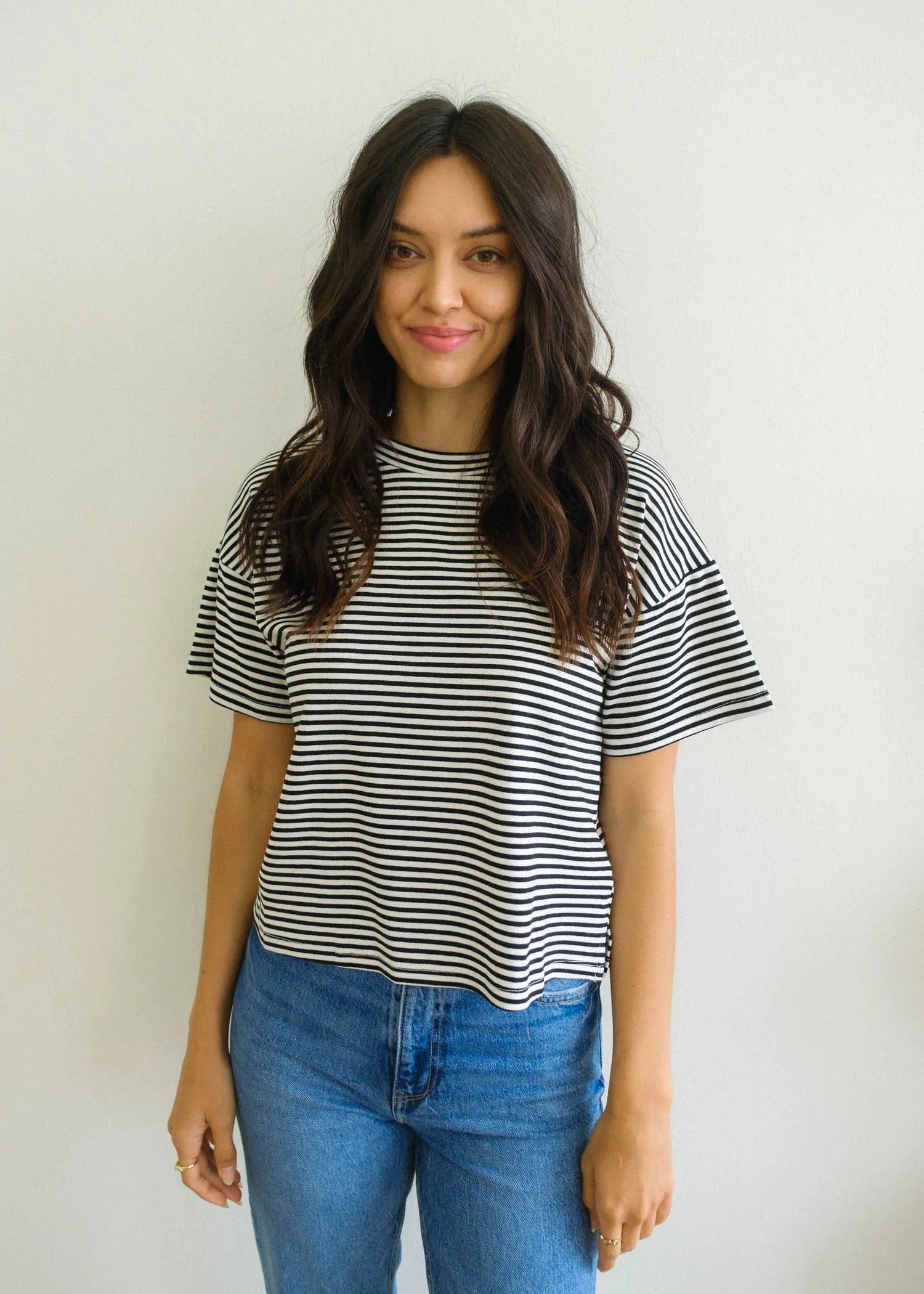 Striped Basic Tee – Black