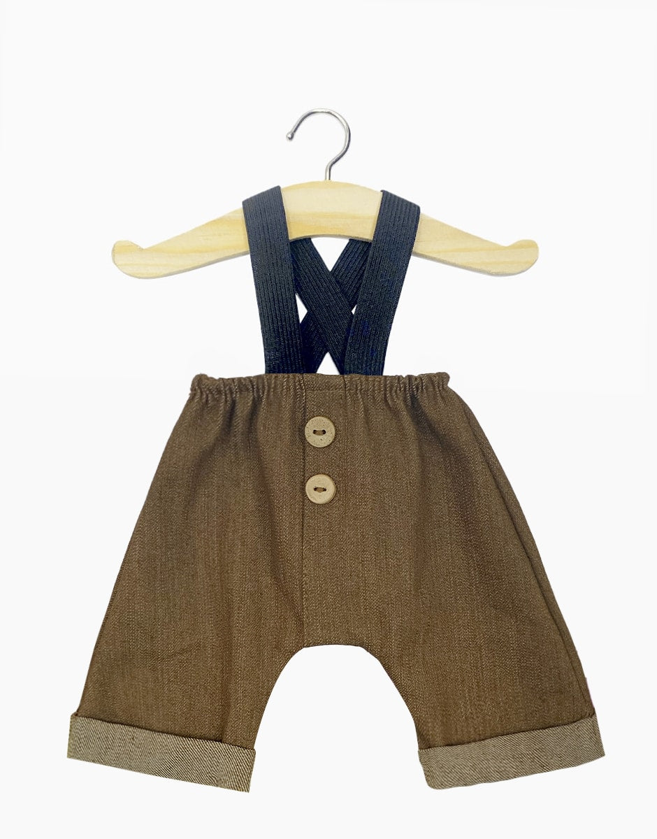 Minikane – Jules Suspender Pants – Brown Denim