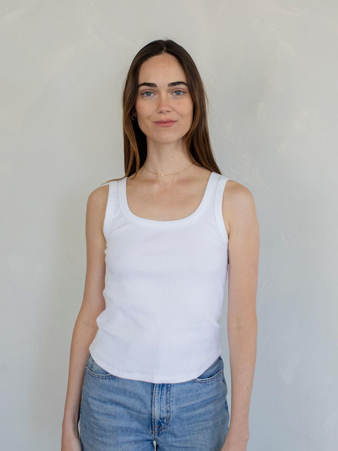 Scoop Neck Ribbed Tank – Ivory