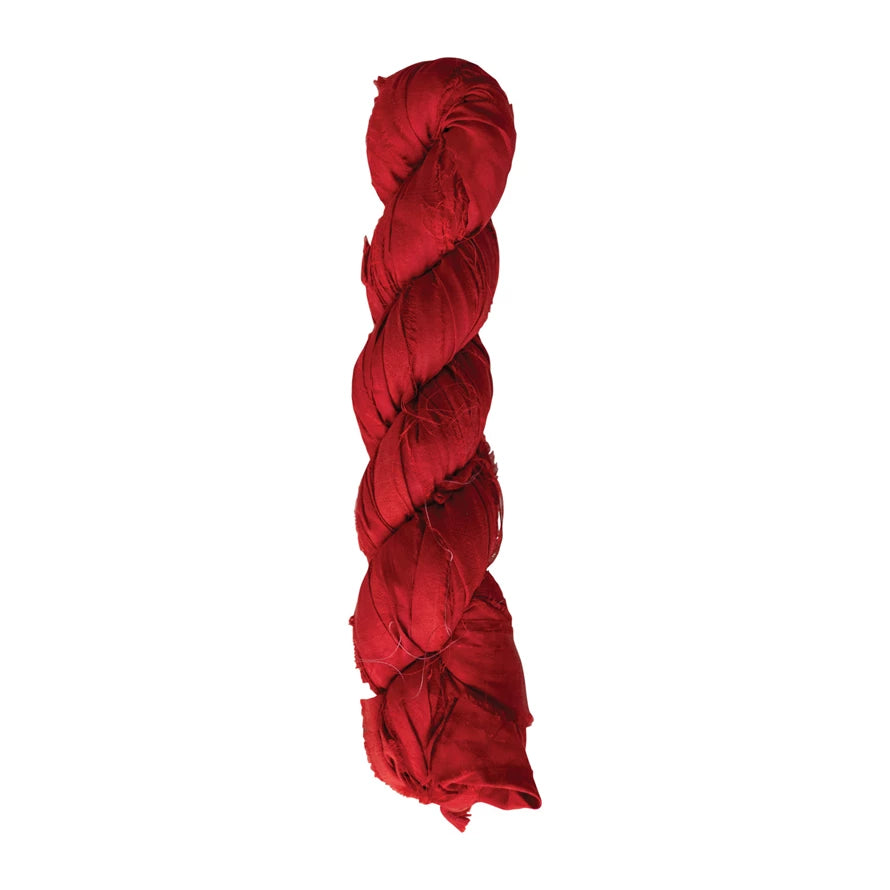 Recycled Torn Silk Ribbon – Red