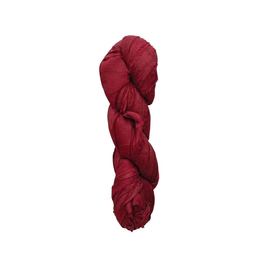 Recycled Torn Silk Ribbon – Burgundy